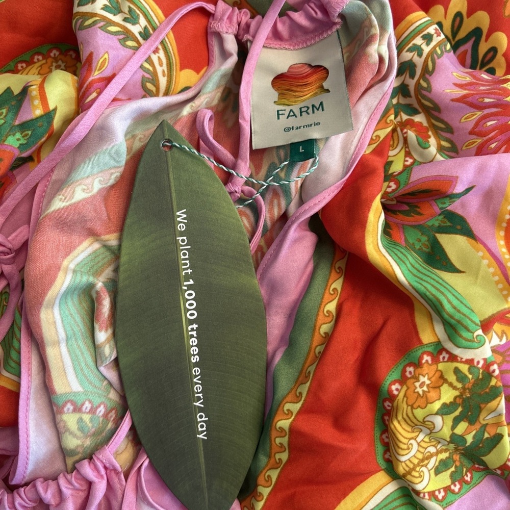 Farm Rio NWT Women's Beach Toucan's Scarf Multi Mini Dress Vacation Boho - Picture 11 of 12
